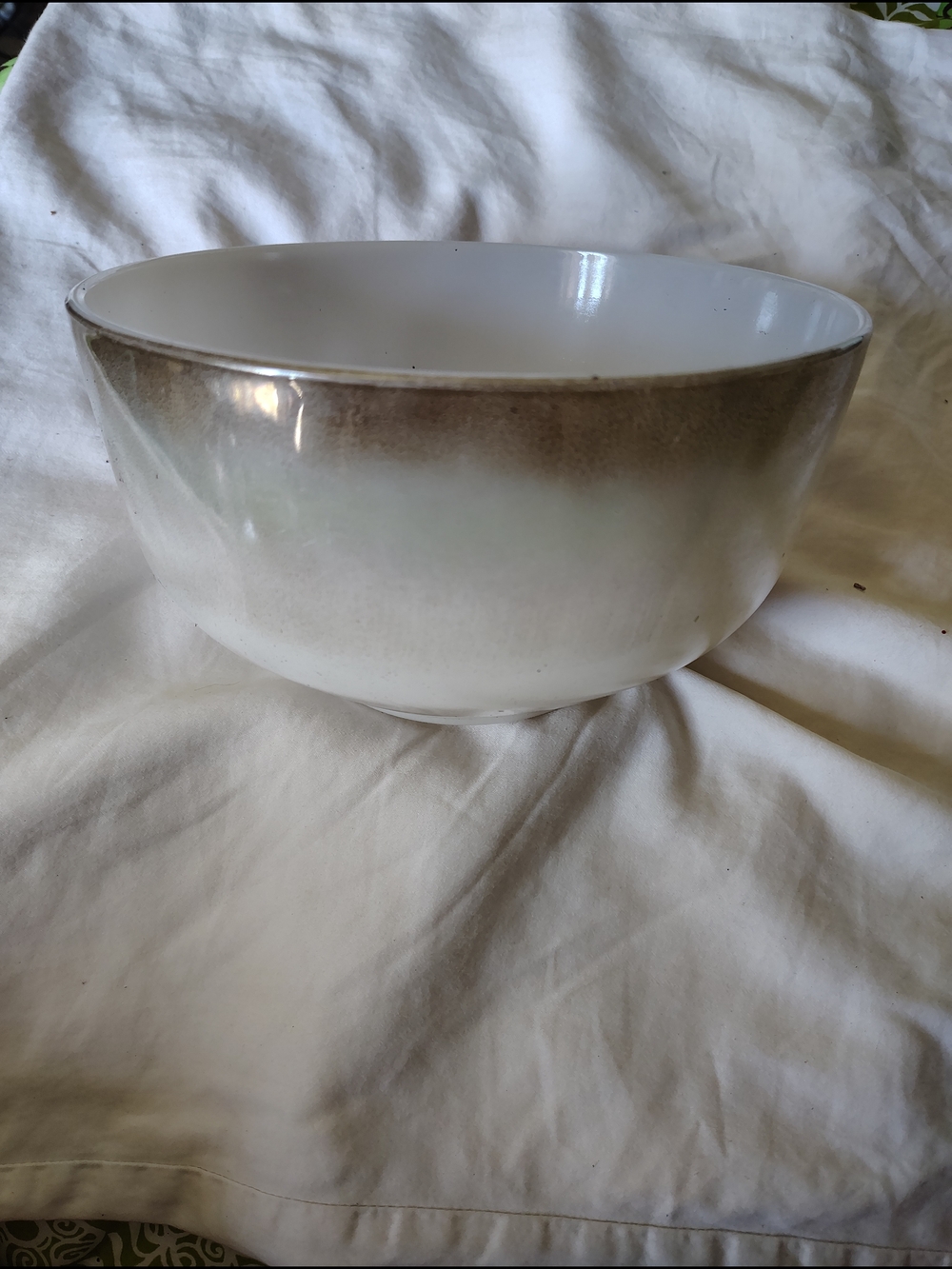 Neutral Gradient Ceramic Mixing Bowl - White and Taupe